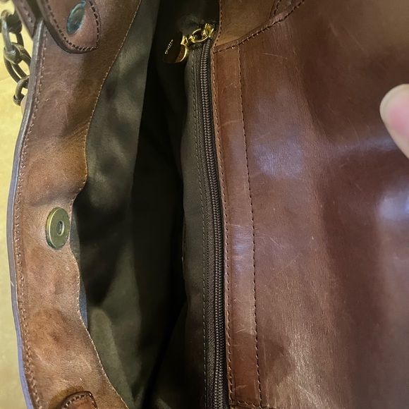 Y2K Moschino Brown Leather Embellished Chain Link Satchel - Picture 7 of 11